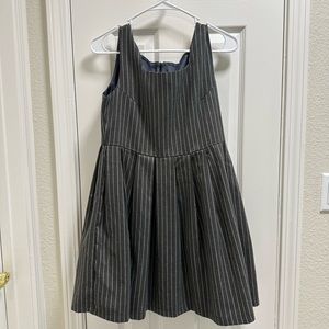 Women’s Small Vest Dress, Sleeveless Dress, Fit&Flare Fress, grey Striped JK